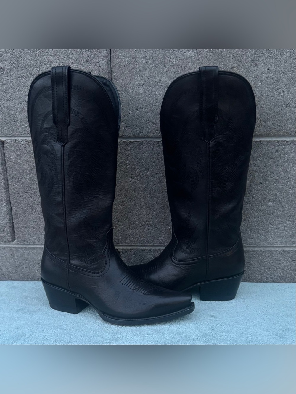 TECOVAS THE ANNIE WESTERN NOOTS BLACK LEATHER SIZE 7B